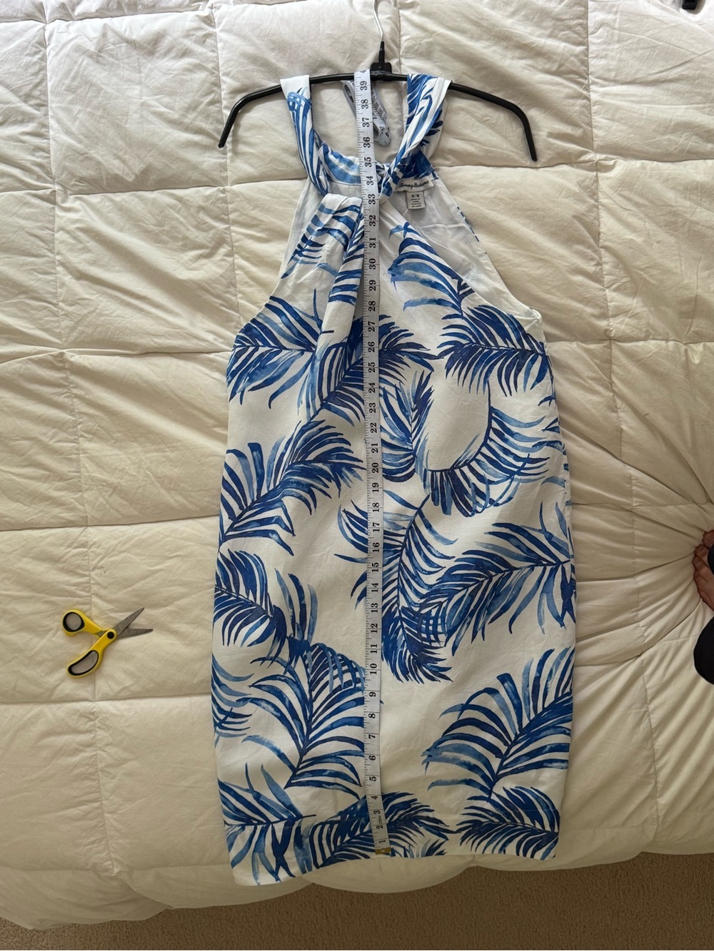 Tommy Bahama White Dress with Blue Palm Motif - Picture 5 of 12